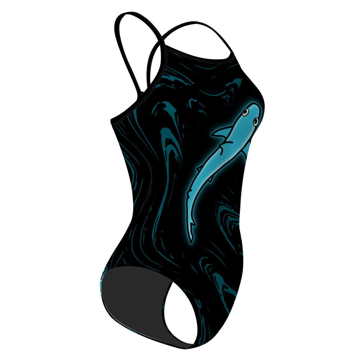 Tope Shark on Black Skinny Strap (Zana) - Skinny Strap Swimsuit