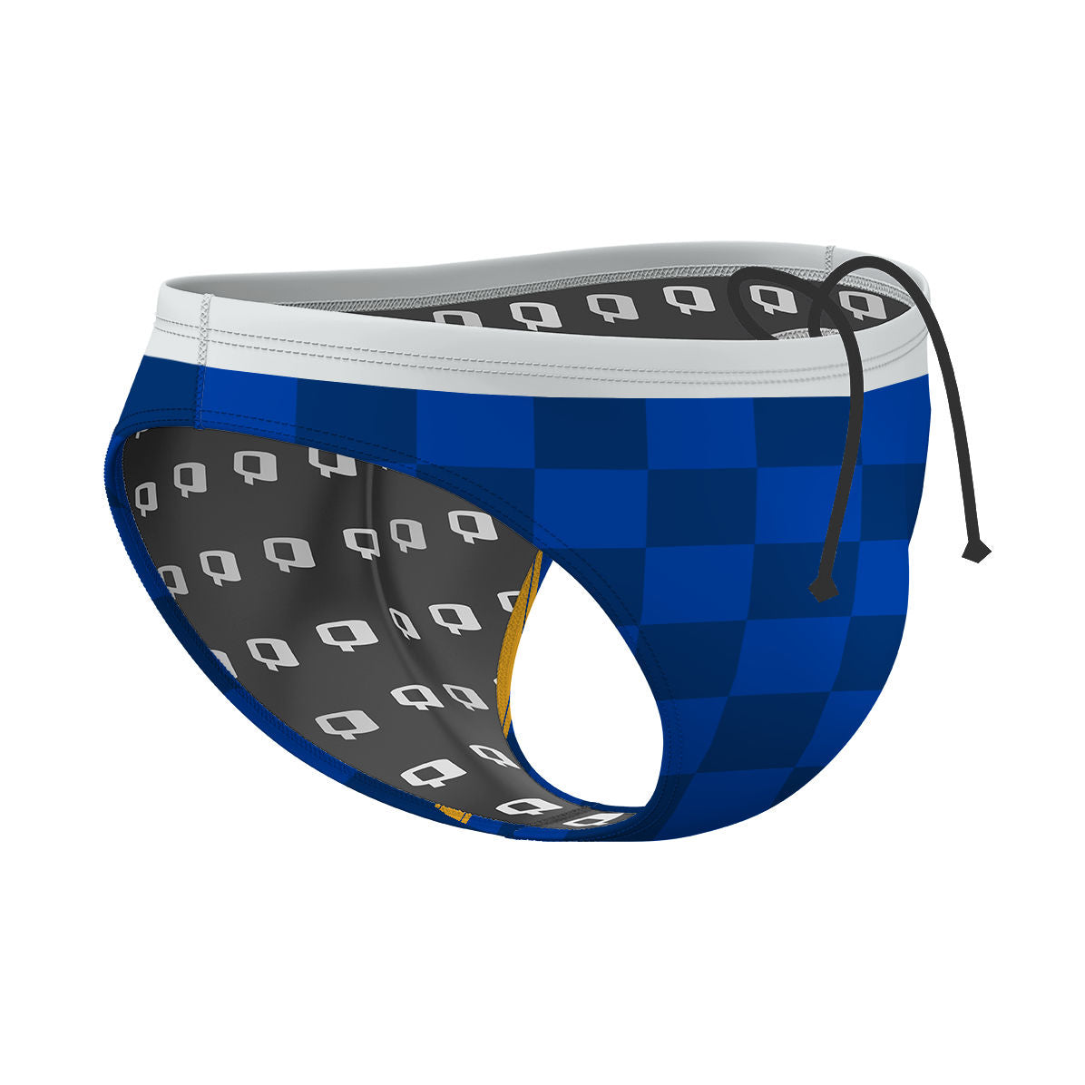 Blue Checkers - Waterpolo Brief Swimsuit