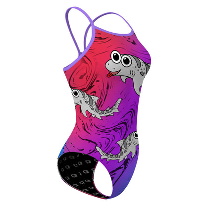 Sharkie Skinny Strap Magenta Purple Blue Dark (Lisa S) - Skinny Strap Swimsuit