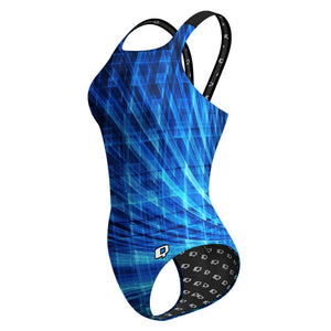 Oblique Blue Classic Strap Swimsuit