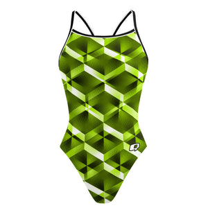 Green Diamond Skinny Strap Swimsuit