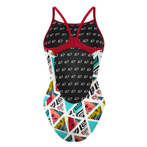 Watermelon Prism Skinny Strap Swimsuit