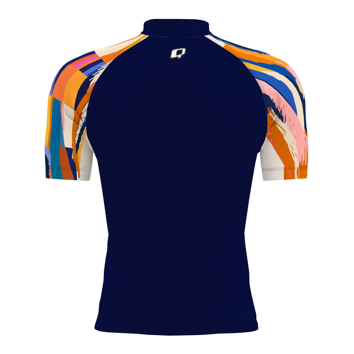 Sunset Orange Squares - Men's Surf UPF50+ Short Sleeve Rash Guard