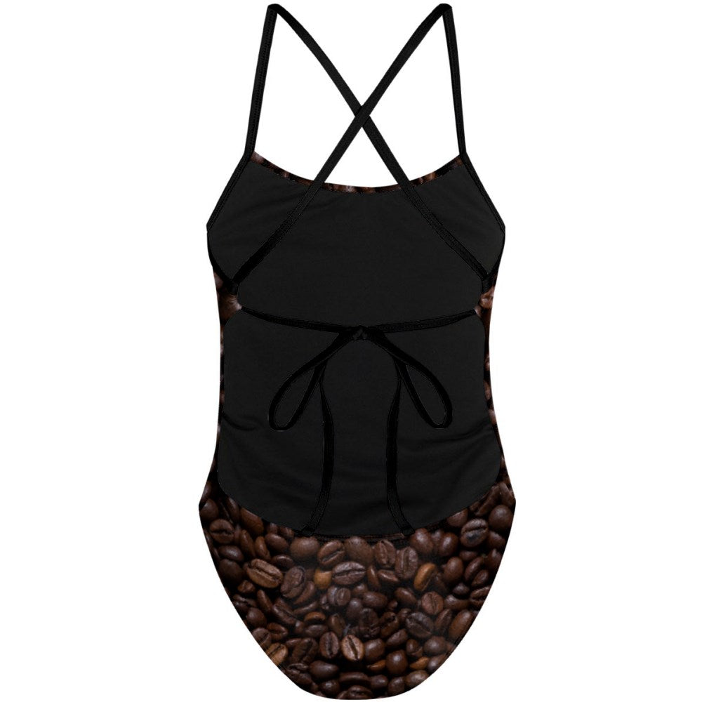 Coffee beans - Tieback One Piece Swimsuit