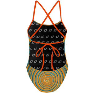 Blue and Yellow Sunset - Tieback One Piece Swimsuit