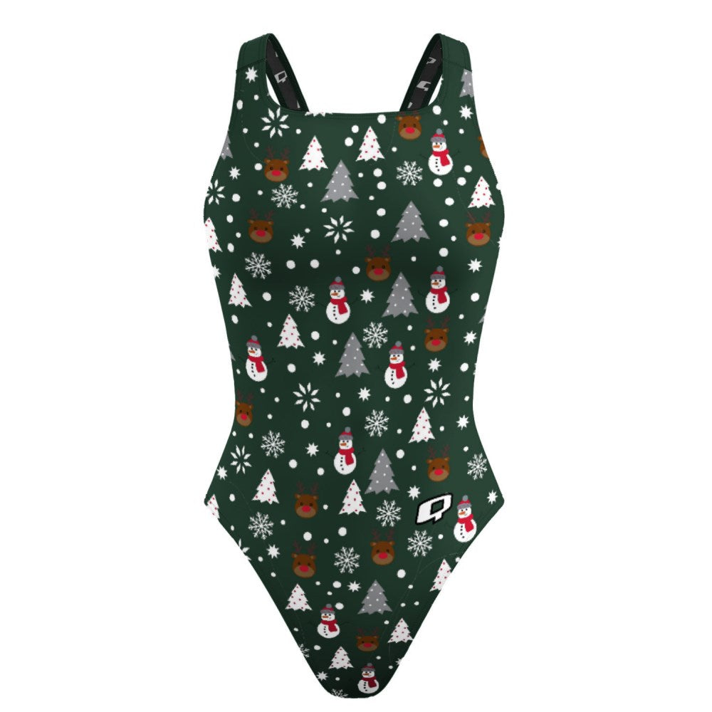 Green Xmas Classic Strap Swimsuit