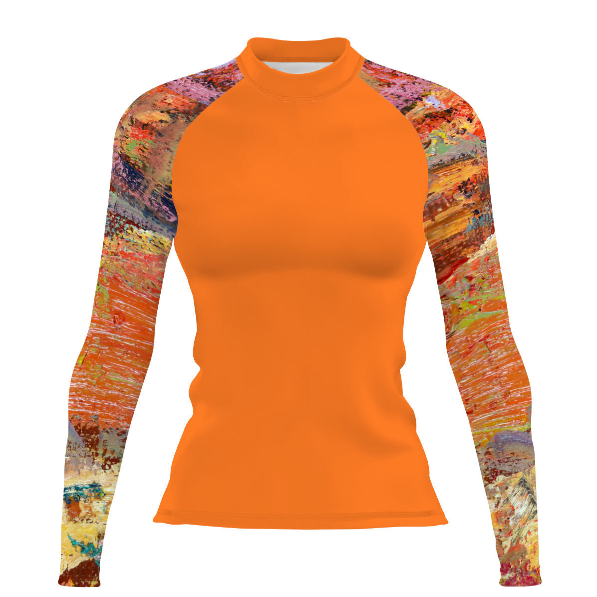 Orange Oil On Canvas - Women's Surf UPF50+ Long Sleeve Rash Guard