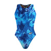 Tie Dye Blue/Flor Women Waterpolo Reversible Swimsuit Classic Cut