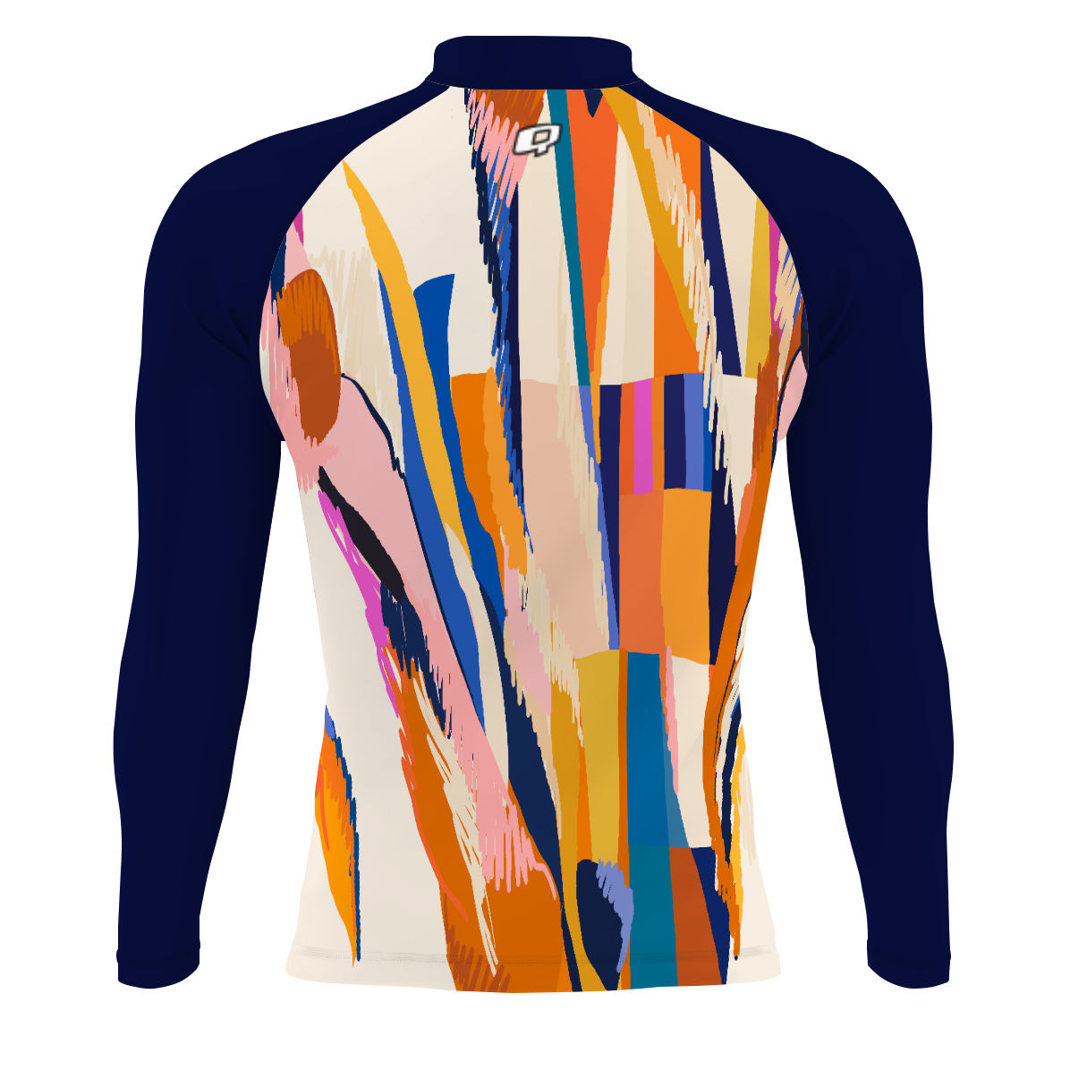 Sunset Orange Squares - Men's Surf UPF50+ Long Sleeve Rash Guard