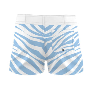 White & Blue Zebra Stripes - Women Board Shorts