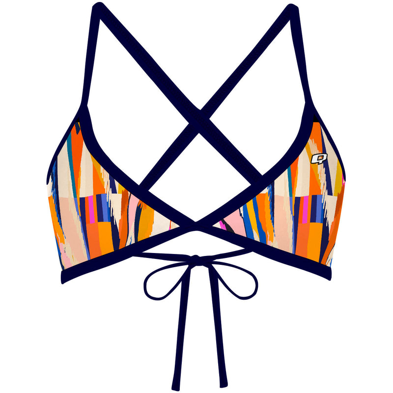 Sunset Orange Squares - Tieback Bikini Top