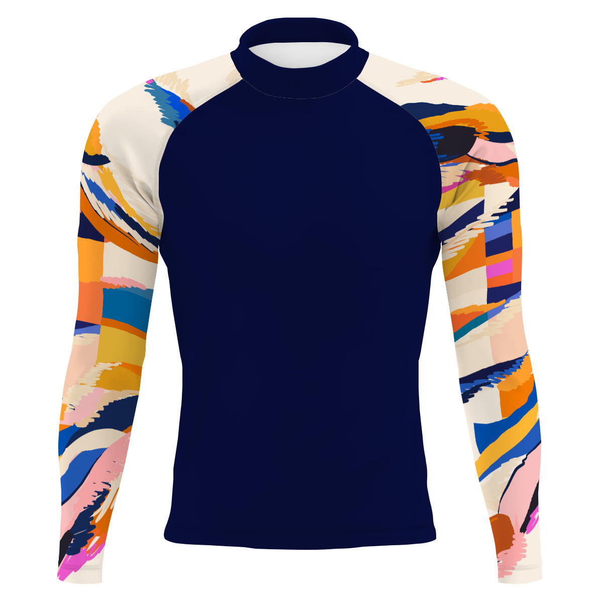 Sunset Orange Squares - Men's Surf UPF50+ Long Sleeve Rash Guard