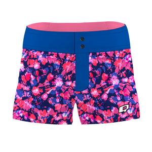 Blue & Pink Watercolor Splash Women Board Shorts