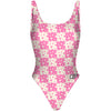 Pink Plaid Stars - High Hip One Piece Swimsuit