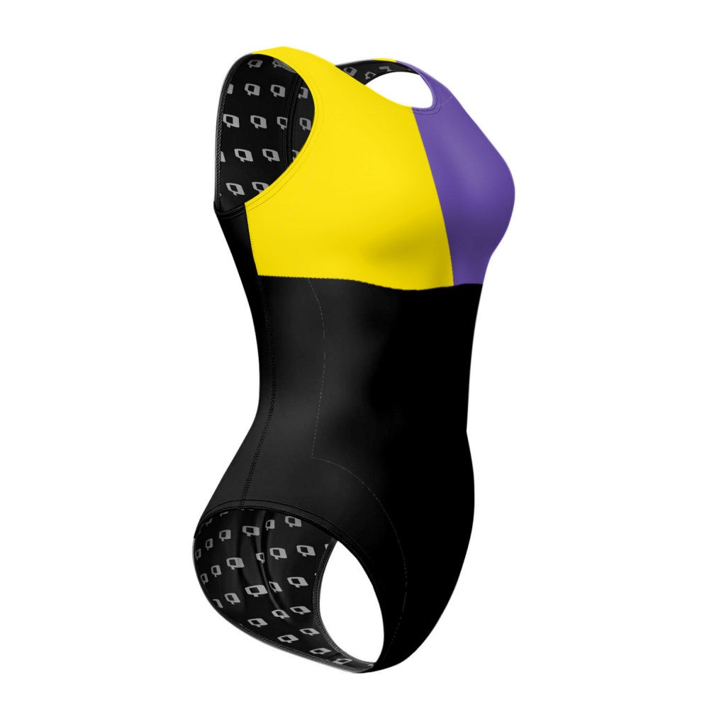 Tricolor Squares - Women Waterpolo Swimsuit Classic Cut