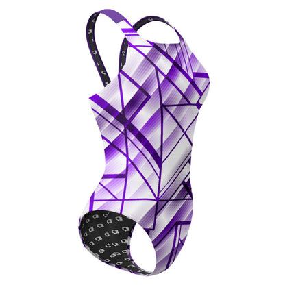 Purple GeoGem Classic Strap Swimsuit