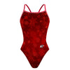 Red Snowflakes - Sunback Tank Swimsuit