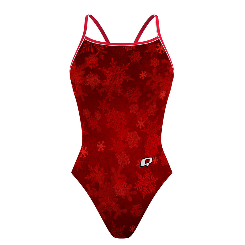 Red Snowflakes - Sunback Tank Swimsuit