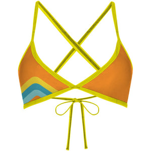 Orange Tropical Tieback Bikini Top