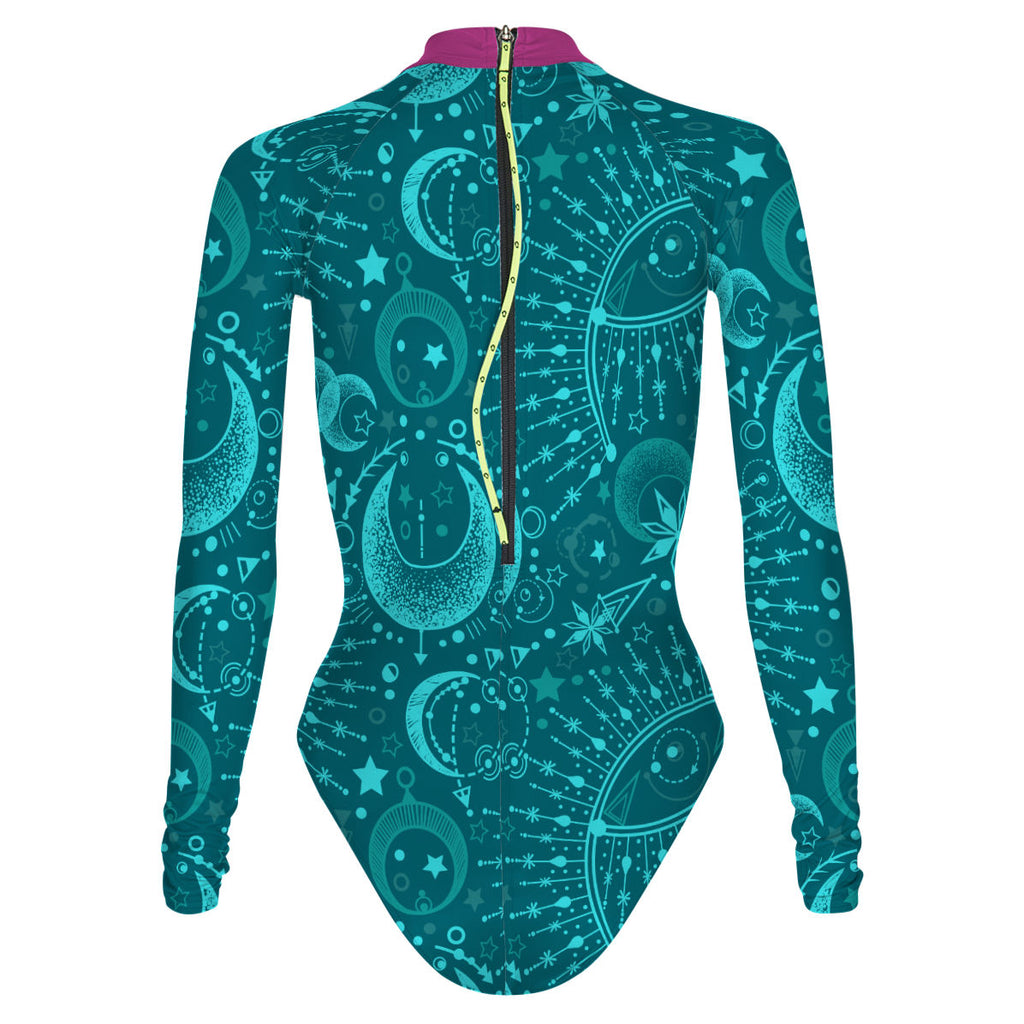 Cosmic Teal Magic- Surf Swimming Suit Classic Cut