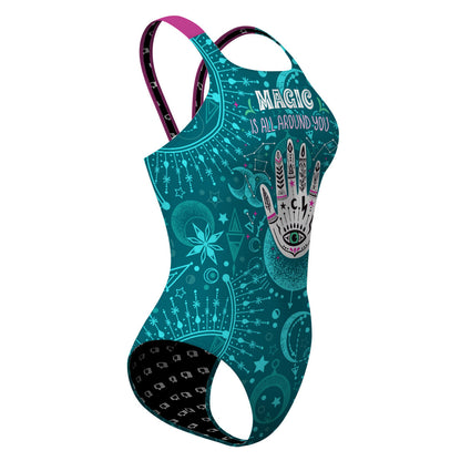 Cosmic Teal Magic- Classic Strap Swimsuit