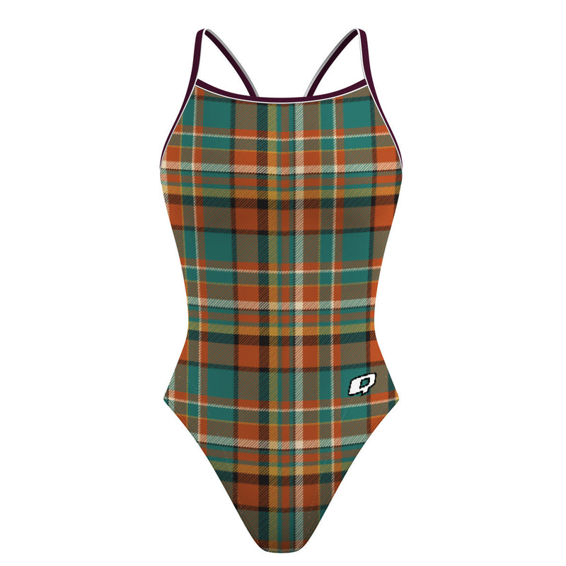 Fall Tartan Skinny Strap Swimsuit