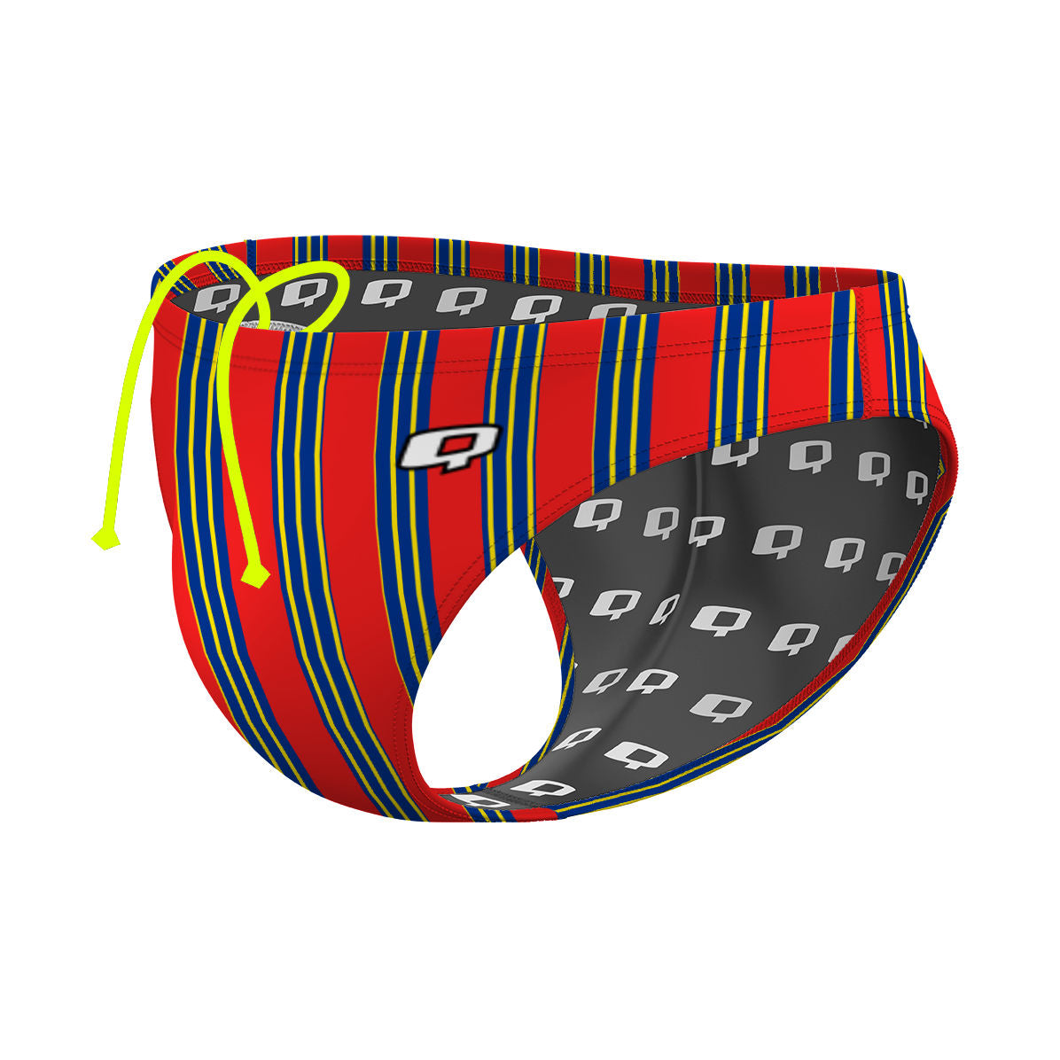 Royal Stripes V1 Red Horizontal 180 Yellow - Waterpolo Brief Swimsuit