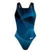 Blue Matrix Abstract Classic Strap Swimsuit