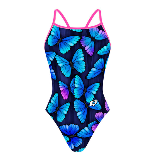 Blue Butterfly - Sunback Tank Swimsuit