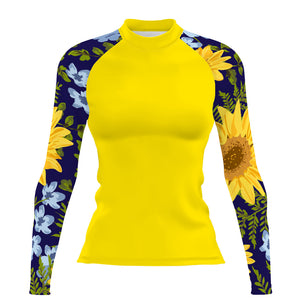 Blue Sunflower - Women's Surf UPF50+ Long Sleeve Rash Guard