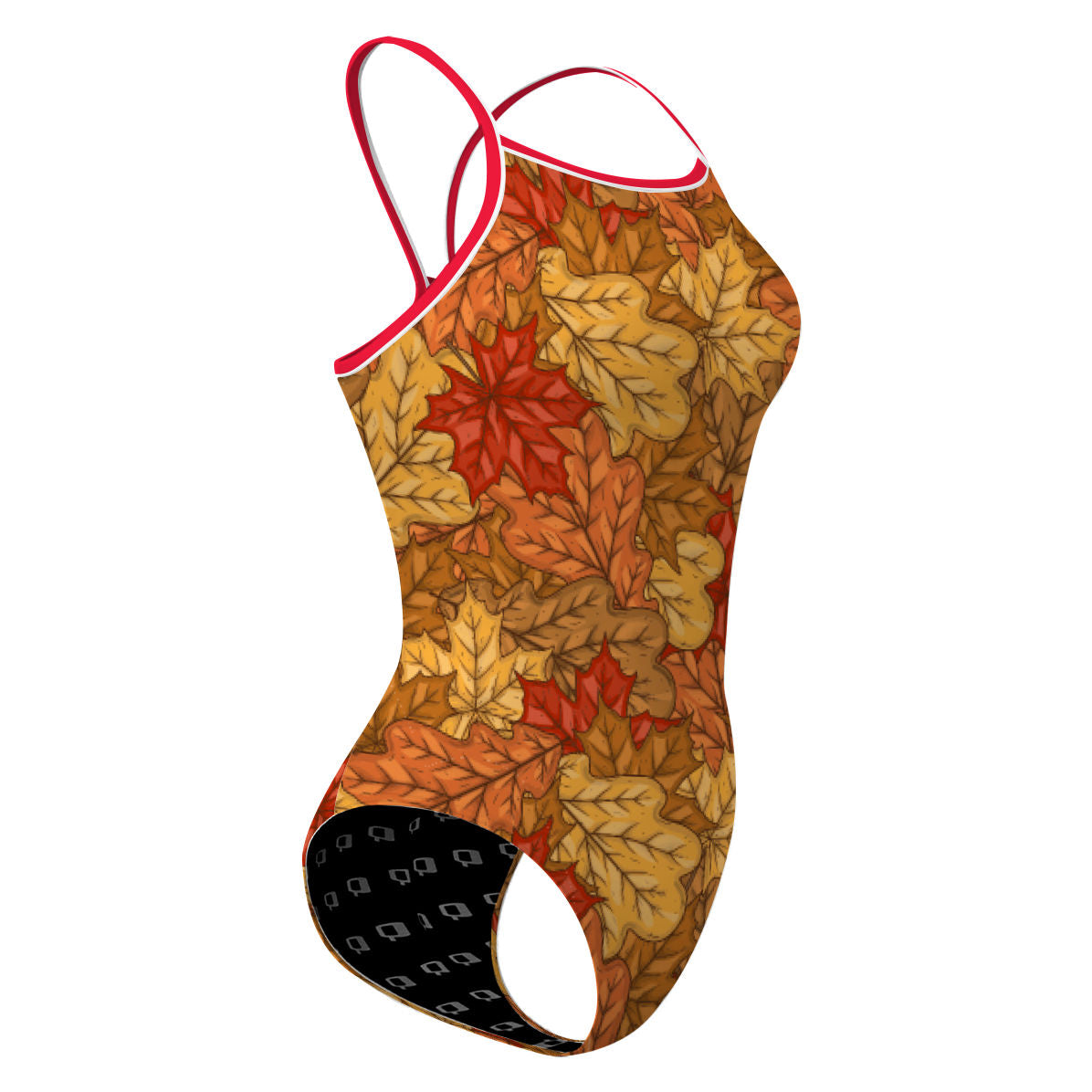 Yellow Leafs Skinny Strap Swimsuit