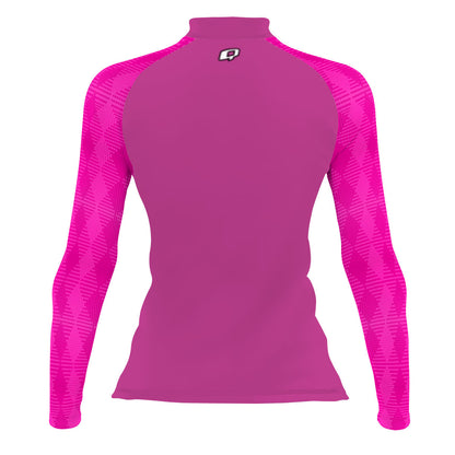 Hot Pink Plaid - Women's Surf UPF50+ Long Sleeve Rash Guard