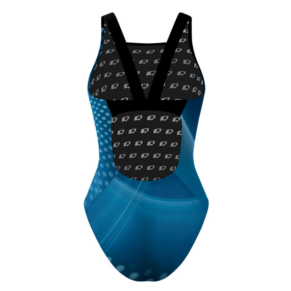 Blue Matrix Abstract Classic Strap Swimsuit