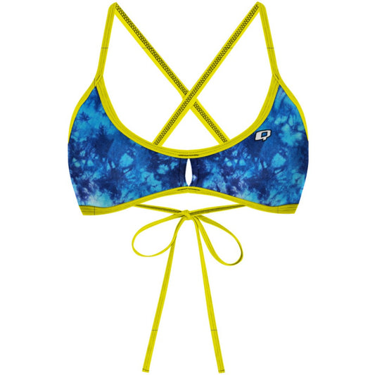 Tie Dye Blue Demi Tieback Bikini Top