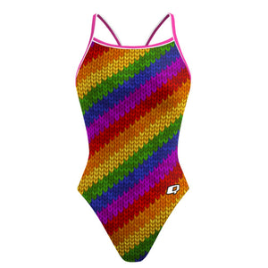 Crochet Rainbow Skinny Strap Swimsuit