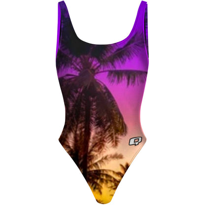 Sunset palms - High Hip One Piece Swimsuit