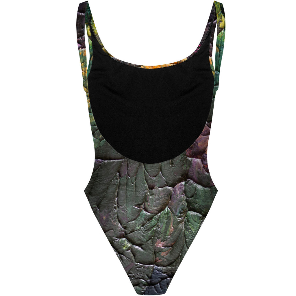 Green Splatter - High Hip One Piece Swimsuit