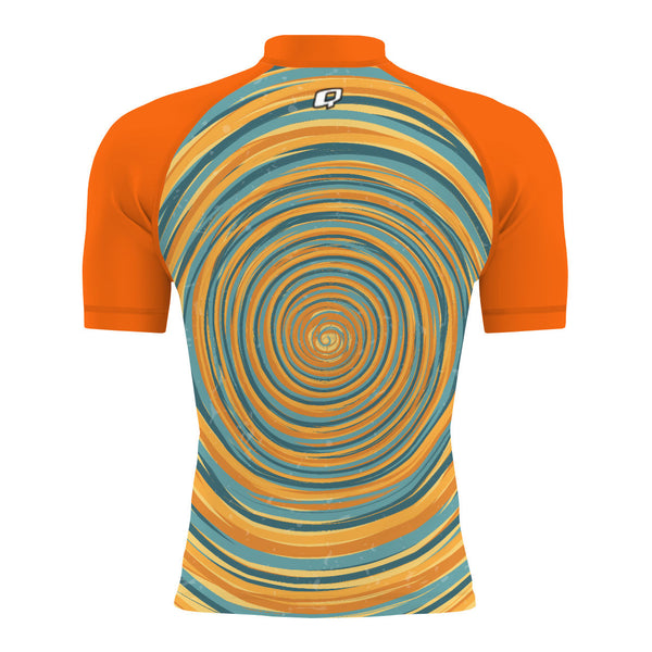 Blue and Yellow Sunset V1 - Men's Surf UPF50+ Short Sleeve Rash Guard