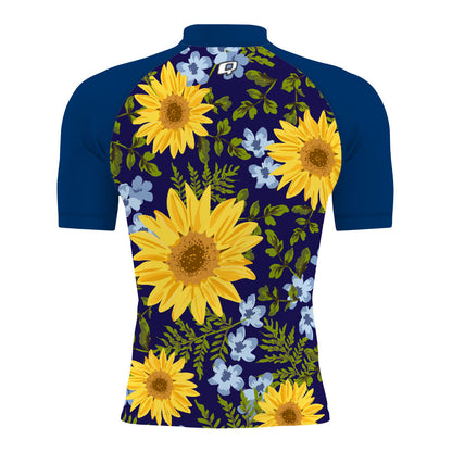 Blue Sunflower - Men's Surf UPF50+ Short Sleeve Rash Guard