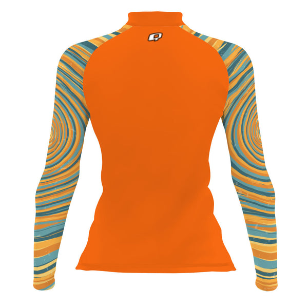 Blue and Yellow Sunset - Women's Surf UPF50+ Long Sleeve Rash Guard