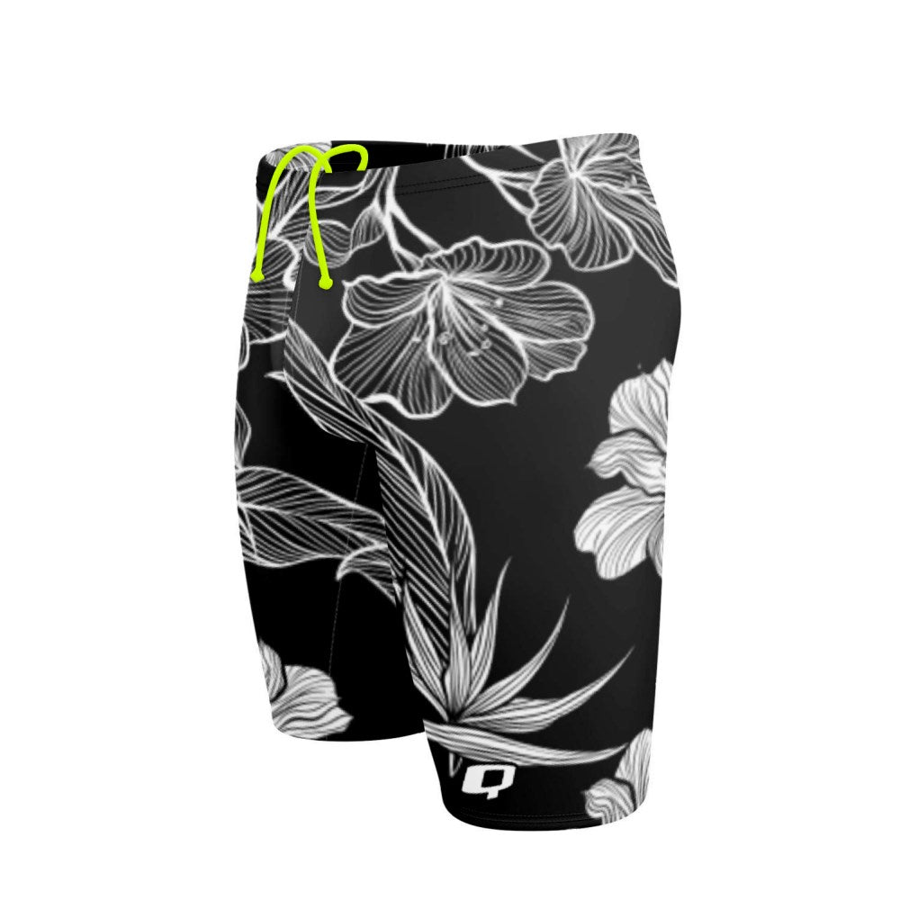Black and White Flower Jammer Swimsuit