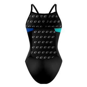 Tricolor Black, Turquoise and Blue - Sunback Tank Swimsuit