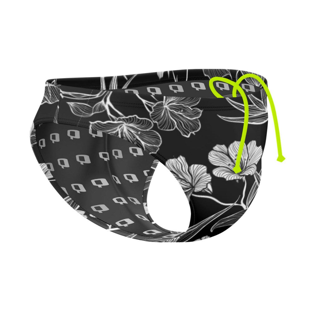 Black and White Flower Waterpolo Brief