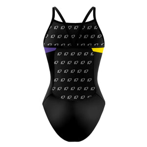 Tricolor Black, Yellow and Purple - Sunback Tank Swimsuit