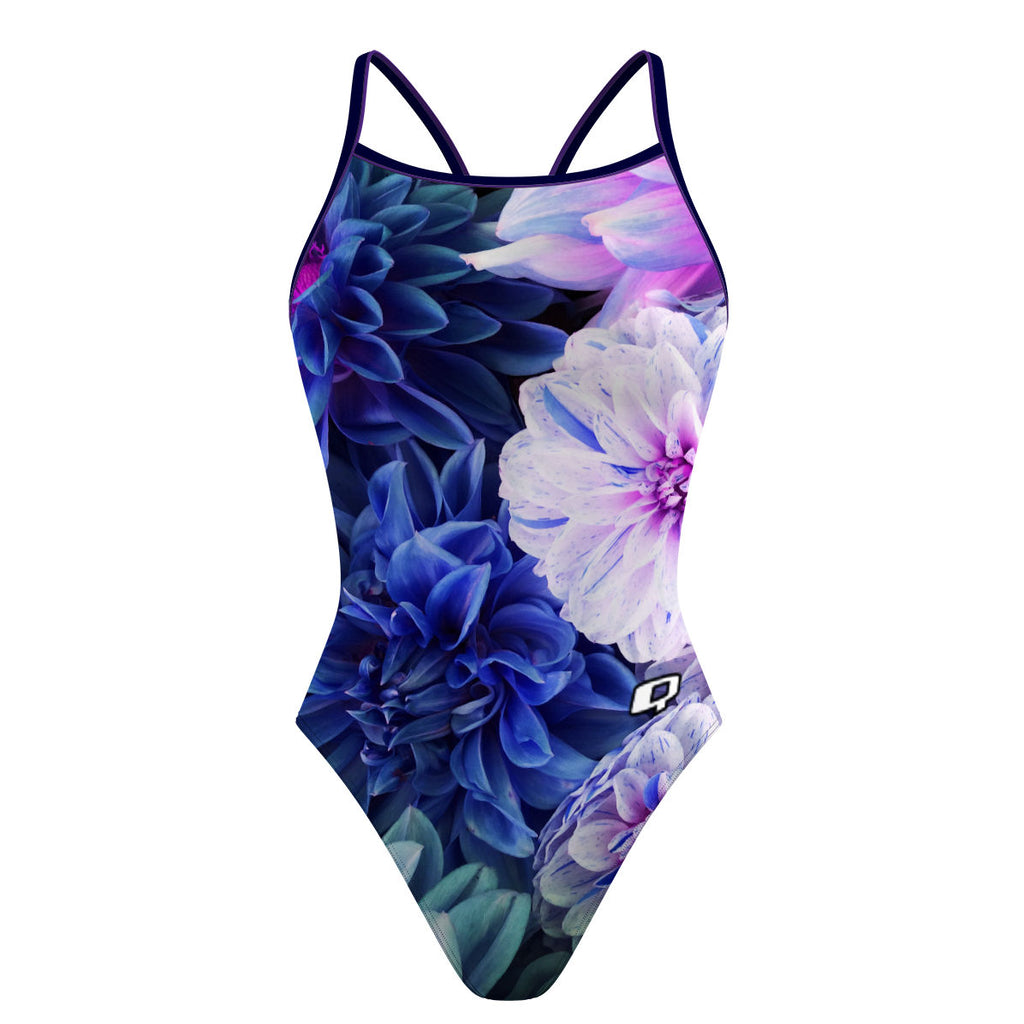 Purple Dahlias - Skinny Strap Swimsuit