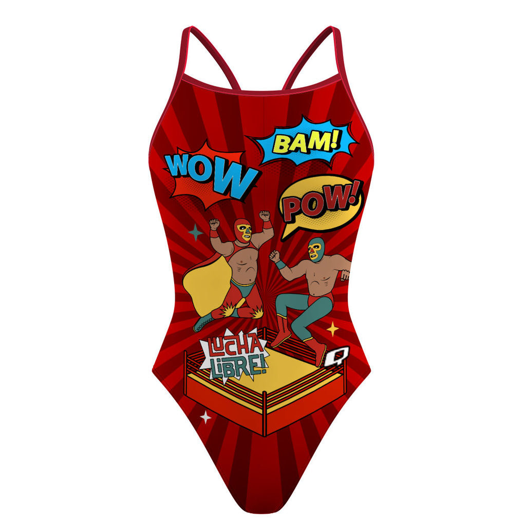 Mexican Wrestlers Fight - Skinny Strap Swimsuit