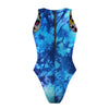 Tie Dye Blue/Flor - Women Waterpolo Reversible Swimsuit Cheeky Cut