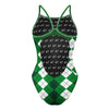 Green Plaid Skinny Strap Swimsuit