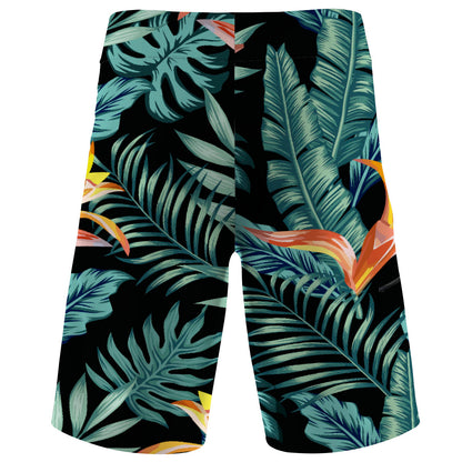 Black Tropical Jungle - Board Shorts