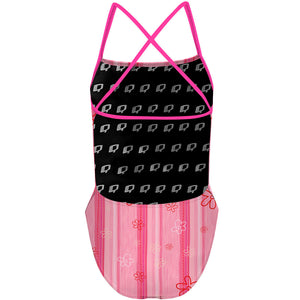 Pink Stripes - "X" Back Swimsuit